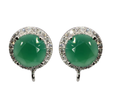 Natural Gemstone Studs Micro Pave - Meena Design
