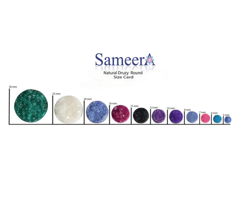 Natural Quartz Druzy GemStone 12 mm Circle Cabochon Pairs - Meena Design
