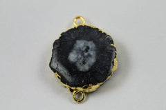 Natural Solar Quartz Gold Edged Connector - Meena Design
