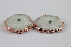 Pairs Solar Quartz Rose Gold Edged , 25 - 30 mm - Meena Design