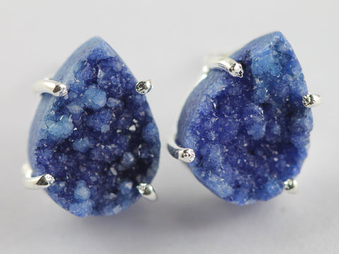 Pear Druzy Minimalistic Studs - Meena Design