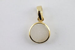 Pendants 10 mm Natural White Agate Druzy Stone Gold PLated Brass Bezel - Meena Design