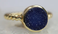 Rings gold druzy ring 10 mm round natural round druzy gemstone - Meena Design