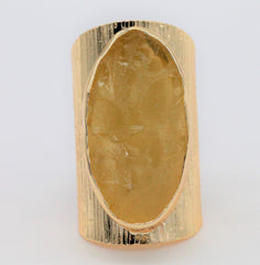Rings lemon quartz natural raw gemstone Gold Plated Brass or Silver 925 - Meena Design