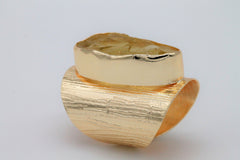 Rings lemon quartz natural raw gemstone Gold Plated Brass or Silver 925 - Meena Design