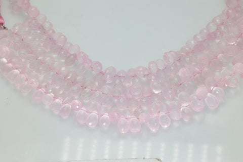 Rose Quartz Tear Drop Faceted Beads - Meena Design