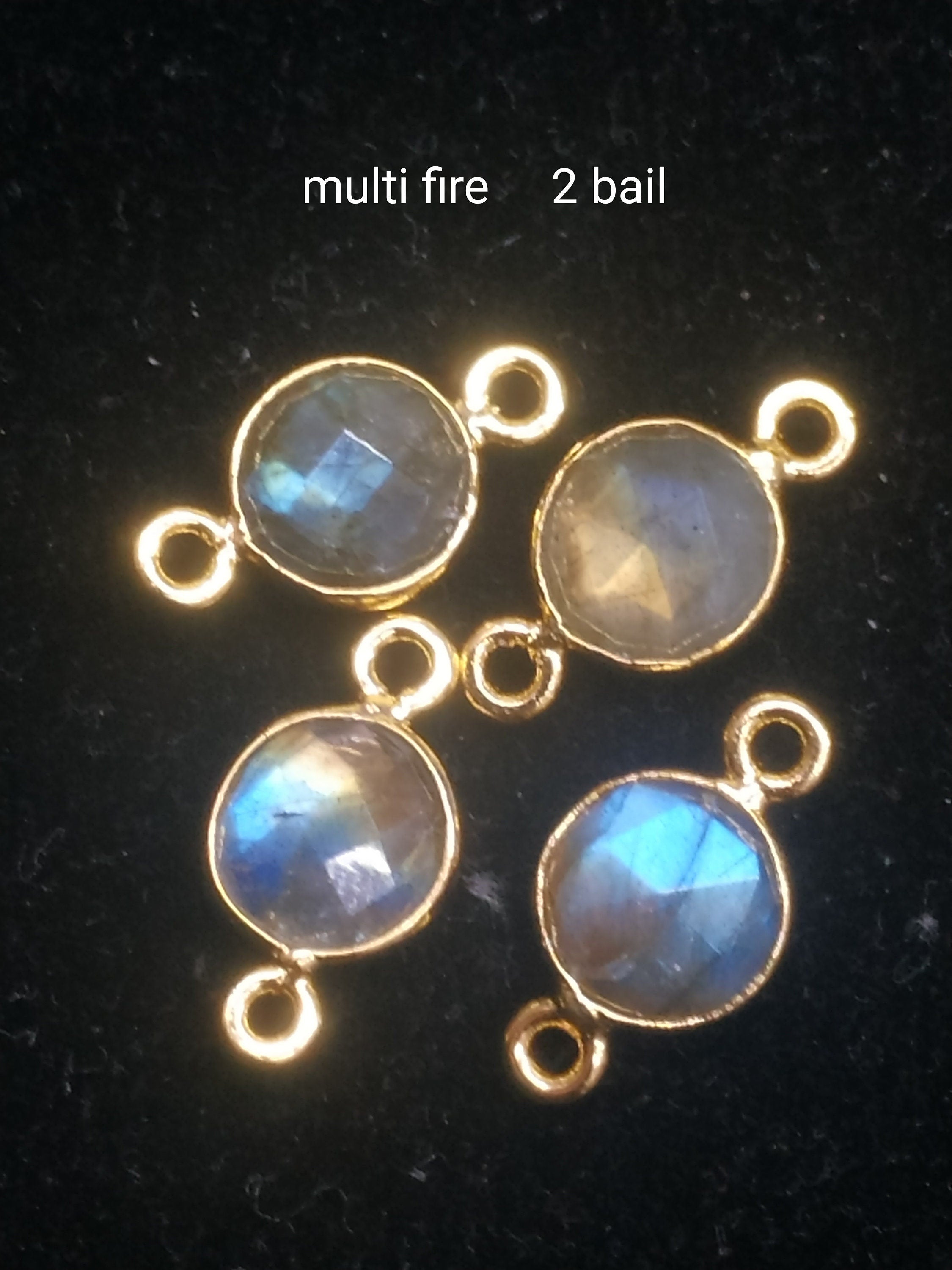 Natural Labradorite Pendant with Multi-Rainbow Fire, 7mm Round