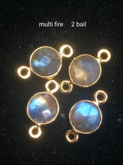 Natural Labradorite Pendant with Multi-Rainbow Fire, 7mm Round