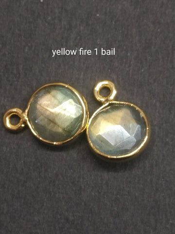 Customizable Silver 92.5 Labradorite Gemstone Connector, 7mm Round
