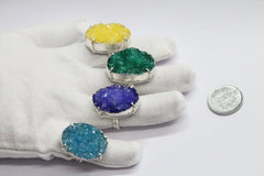 Silver Druzy Ring , Ajustable Druzy Rings, Statement Rings, Gifts For Her, Gifts For Her, Crystals Ring - Meena Design