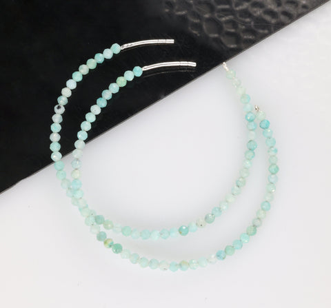 Silver Hoop Earring, Micro Faceted Natural Beads, beads earring, beads jewellery, handmade jewellery - Meena Design