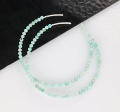 Silver Hoop Earring, Micro Faceted Natural Beads, beads earring, beads jewellery, handmade jewellery - Meena Design