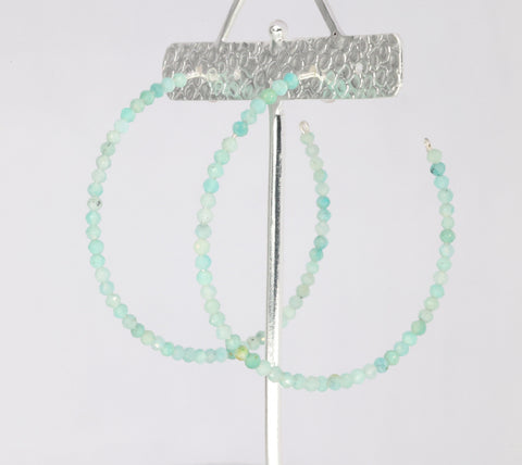 Silver Hoop Earring, Micro Faceted Natural Beads, beads earring, beads jewellery, handmade jewellery - Meena Design