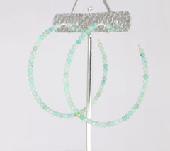 Silver Hoop Earring, Micro Faceted Natural Beads, beads earring, beads jewellery, handmade jewellery - Meena Design