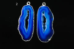 Silver Natural Agate Geode Slice Pairs Edged For Earrings - Meena Design