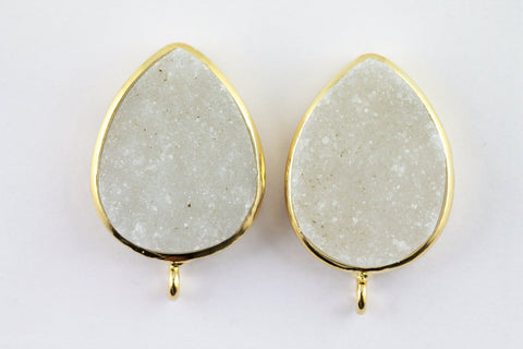 Studs Earrings Earpost Natural Druzy Pear ,15*20 MM - Meena Design
