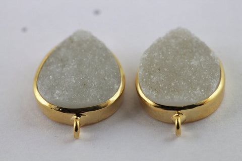 Studs Earrings Earpost Natural Druzy Pear ,15*20 MM - Meena Design