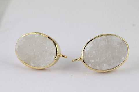 Studs Natural Druzy Oval For Earrings - Meena Design