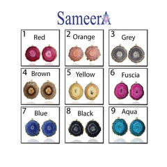 Unique Solar Quartz Slice Gold Edged Pairs Single Bail Perfect, DIY Projects, Earring Making Supplies - Meena Design