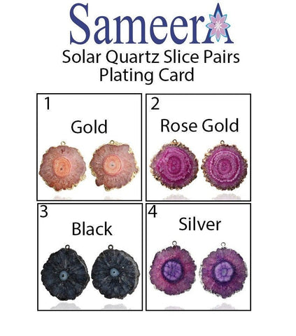 Unique Solar Quartz Slice Gold Edged Pairs Single Bail Perfect, DIY Projects, Earring Making Supplies - Meena Design