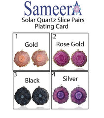 Unique Solar Quartz Slice Gold Edged Pairs Single Bail Perfect, DIY Projects, Earring Making Supplies - Meena Design